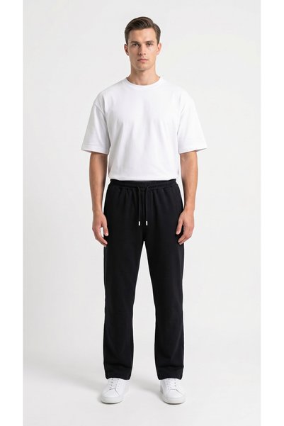 MODENZO Men's Black Two-Thread Comfortable Fit Wide Leg Baggy Sweatpants