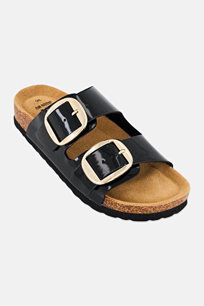 JASON WU Women Patent Slip On Cork Sandals, Black