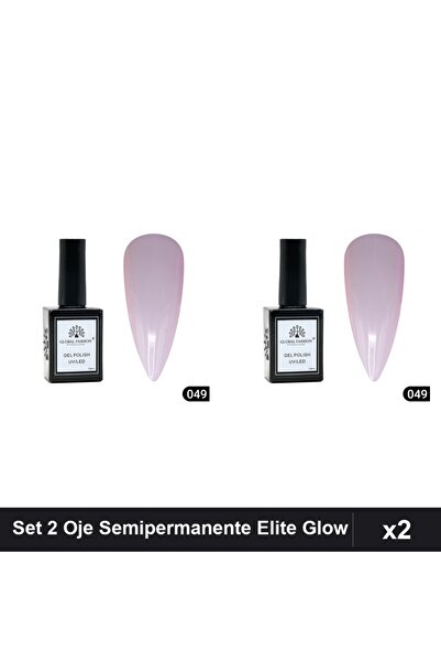 global fashion Set 2 Oje Semipermanente Elite Glow 15ml, Gel Polish UV/LED