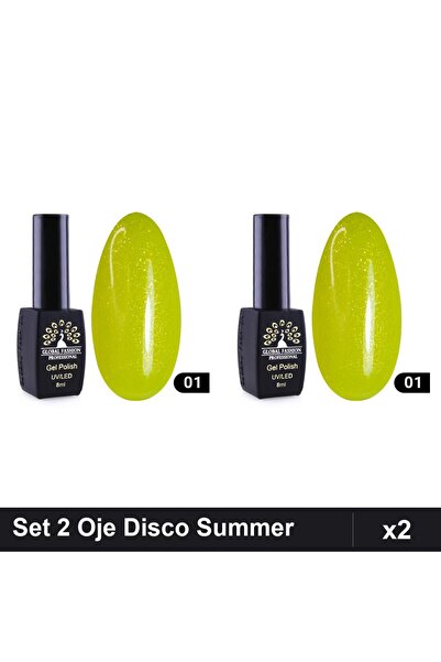 global fashion Set 2 Oje Semipermanente Disco Summer 8ml, Nuanță 01, Manichiu...