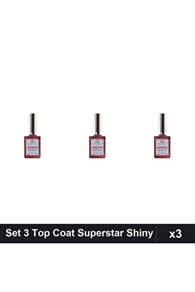 global fashion Set 3 Top Coat Superstar Shiny 15ml, Finisaj Lucios Manichiura