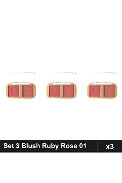 Ruby Rose Set of 3 Blush Palettes Cheek To Cheek 01, Facial Highlighter Makeup