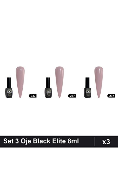 global fashion Set 3 Oje Semipermanente Black Elite 8ml, Manichiura UV/LED,