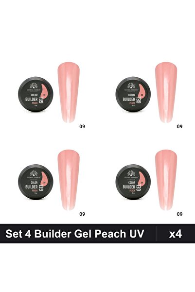 global fashion Set 4 Color Builder Gel UV 15g Nr.09 Peach, Constructie Unghii