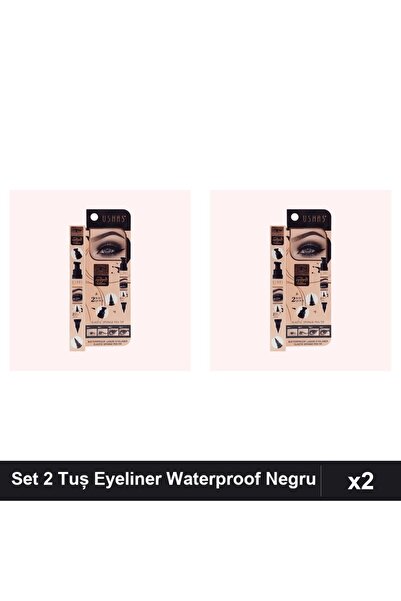 Ushas Set 2 Tuș de Ochi Eyeliner 2 Way Quick Waterproof Negru 3g