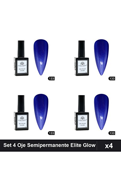 global fashion Set 4 Oje Semipermanente Elite Glow 15ml, Gel Polish UV/LED
