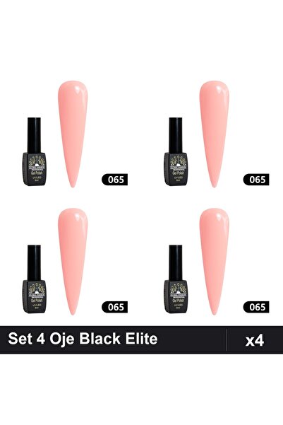 global fashion Set 4 Oje Semipermanente Black Elite 8ml, Manichiură UV/LED Pr...