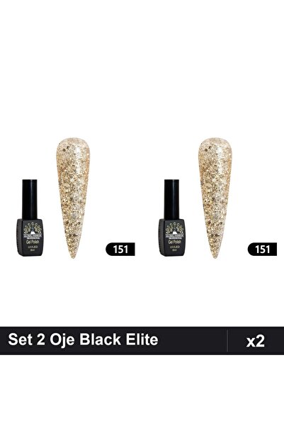 global fashion Set 2 Oje Semipermanente Black Elite 8ml, Manichiura UV/LED, N...