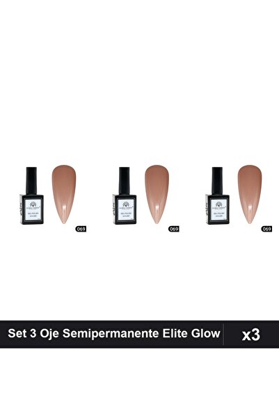 global fashion Set 3 Oje Semipermanente Elite Glow 15ml, Gel Polish Global Fa...