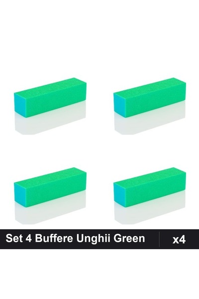 FSM Set 4 Buffere Unghii Green, Pile Manichiura Profesionale, Șlefuire și Luciu