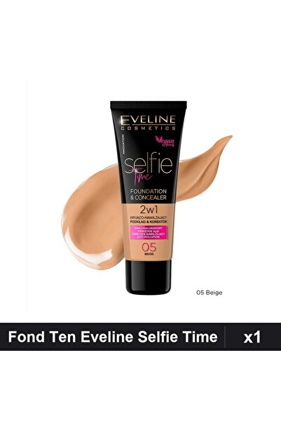 Eveline Selfie Time 2 in 1 Foundation, 05 Beige, 30ml, Full Coverage