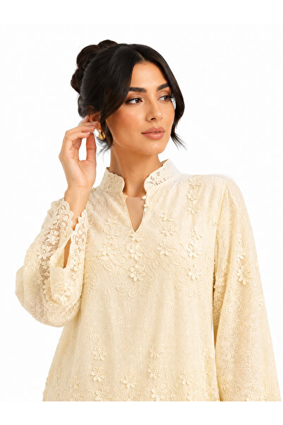 Shiladon Lace Embroidered Jalabiya with a Luxurious Wide Cut for Women