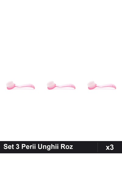 NAİLS Set 3 Perii Unghii cu Capac pentru Deprafuit, Roz, Manichiură Profesională