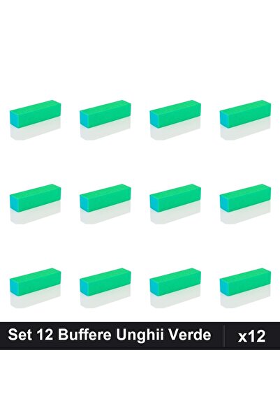 FSM Set 12 Buffere Unghii Verde, Șlefuire Profesională Manichiură, Pile Unghii