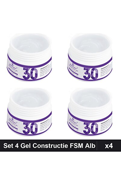 FSM Set 4 Gel Constructie UV LED 50g Nr.30 Alb Laptos Intens, Manichiura