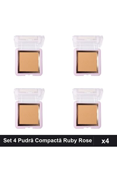 Ruby Rose Set 4 Pudră Compactă PC40, Fixare Contouring, Makeup Profesional