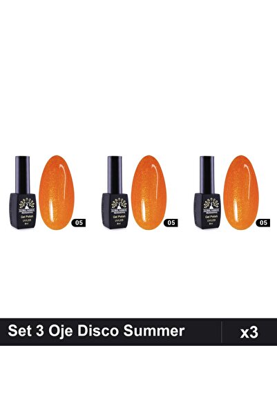 global fashion Set 3 Oje Semipermanente Disco Summer 05, 8ml fiecare, Manichi...