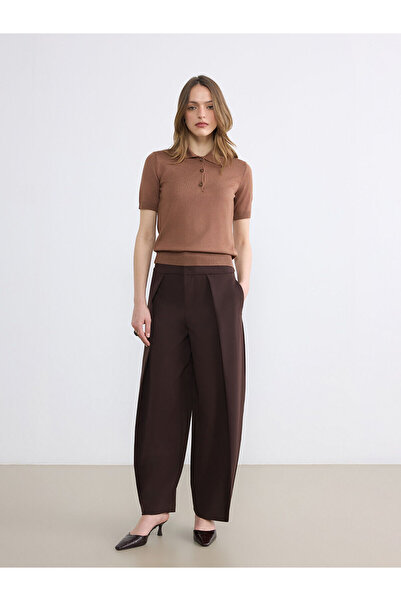 LC Waikiki Nevavm High Waist Pleated Women's Fabric Pants with a Difference