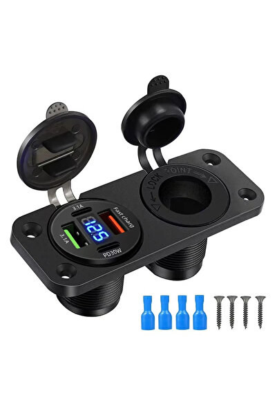 Choice4 NO wire B Waterproof Cigarette Lighter Outlet Quick Charge 3.0 12V/24...