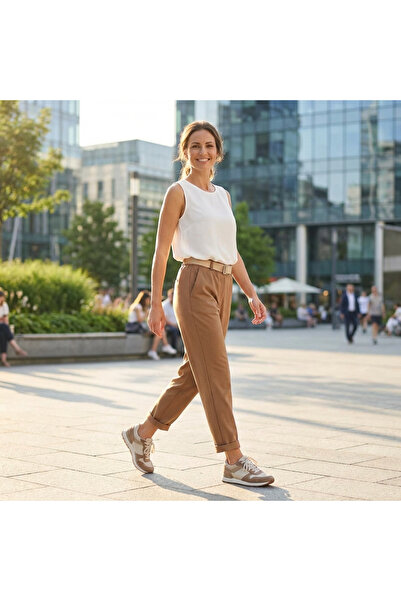 OEM Pantaloni Dama Non-Iron cu Curea - Marime Universala S-M