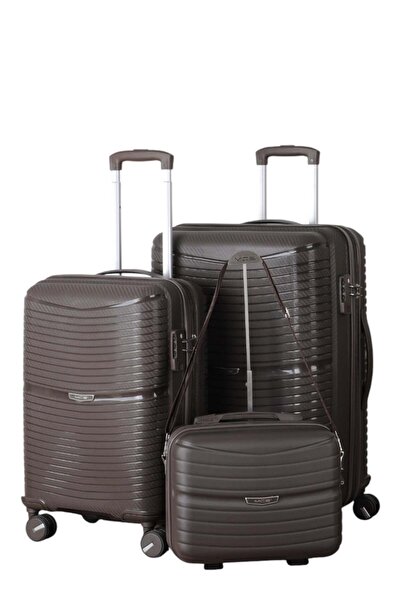 MÇS V379 AURA Y.ÜRETİM PP VALİZ 55 CM + 65 CM + MAKYAJ SİYAH SET