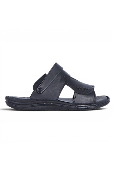 Ayakcenter Öz Zengin 978 Black Leather Men's Slippers