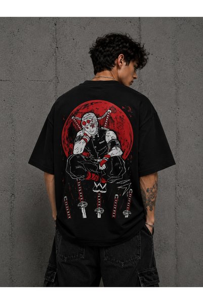 Nulivez Demon Slayer Tengen Uzui Oversize Unisex T-Shirt - Anime Printed Kime...