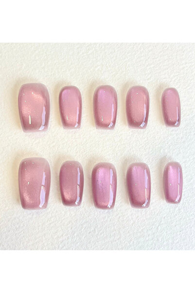 Nailvana (Μεσαία) Χειροποίητα Ροζ Πουδρένια Αστραφτερά Αυτοκόλλητα Νύχια