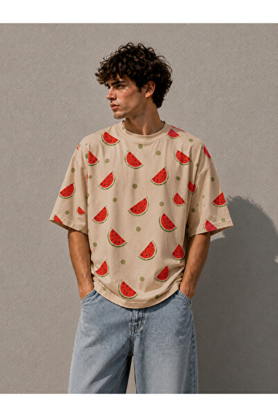 Nulivez Palestine Watermelon Pattern Oversized Unisex T-Shirt – Graphic Print...