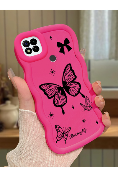 SLIMFELT Redmi 9C/10A Uyumlu Yüksek Kalite Kelebek Silikon Kılıf, Darbeye Kay...