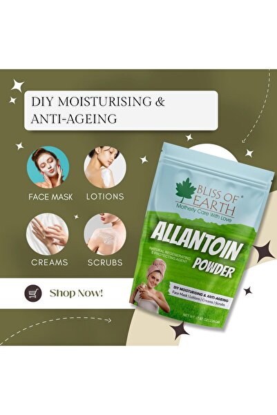 Bliss of Earth Allantoin Powder Face Mask Ingredient, 113g | Skin Soothing Cosmetic Powder, High Purity Formula
