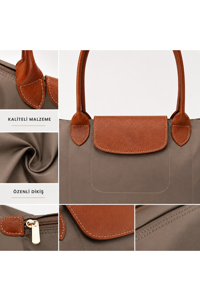Belisse Katlanabilir Omuz Çantası - Shopper Bag Kadın Makyaj Çantası No:4-(48,5 x 36 cm x 13,5 cm)