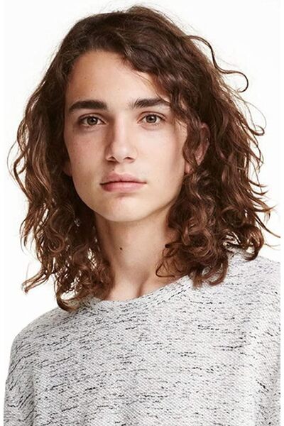 Other Synthetic Wig for Men Brown Long Curly Cosplay Halloween Masquerade Par...