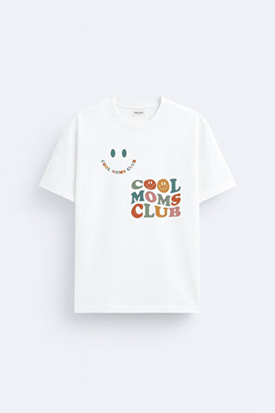 cesita Cool Mom Club Μπλουζάκι από βαμβακερό ύφασμα με στάμπα Cool Moms, λευκ...