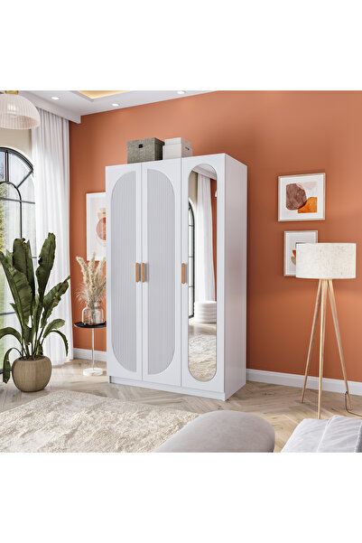 Velmo‏‎ Barrel 3 Kapaklı Gardırop (Beyaz)