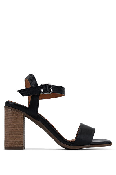 Tamer Tanca Women's Genuine Leather Black Heeled Shoes