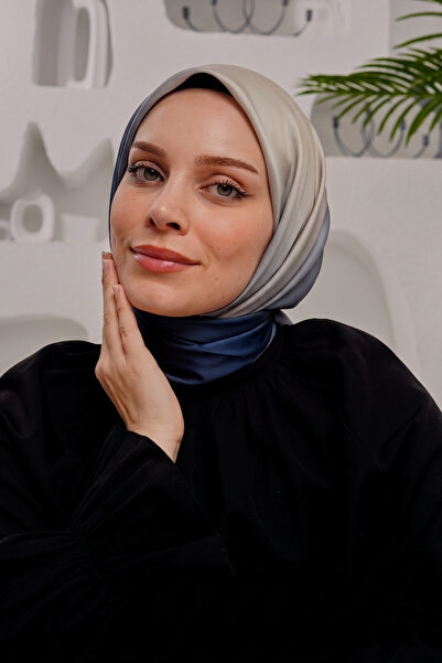 Eşarp Sokağı وشاح قطني ناعم متدرج اللون باللونين الأزرق والرمادي