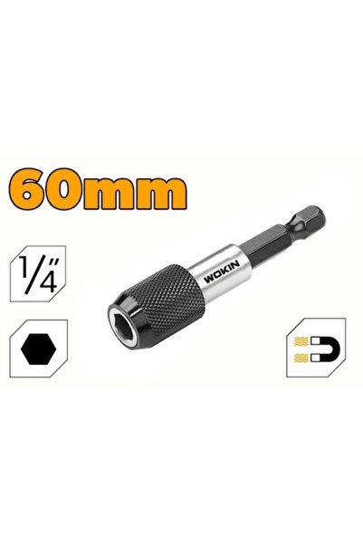 Wokin bit extension with magnetic tip - quick release - 60 mm, Cr-V (Industrial)