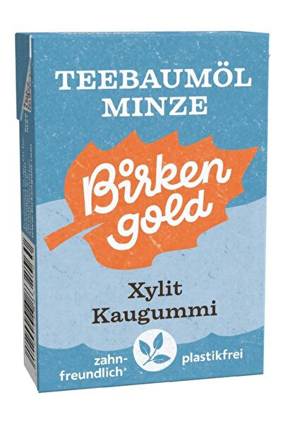Birkengold Guma de mestecat cu xylitol, arbore de ceai si menta, 28 g