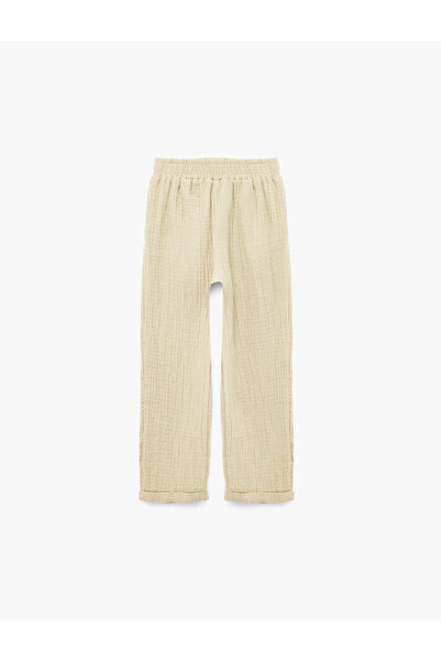 Koton Cotton Muslin Trousers with Elastic Waist and Pockets