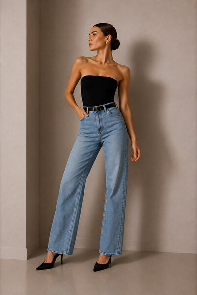 Gene Straplez Yaka Kadın Bodysuit Çıtçıtlı Esnek Pamuklu Body