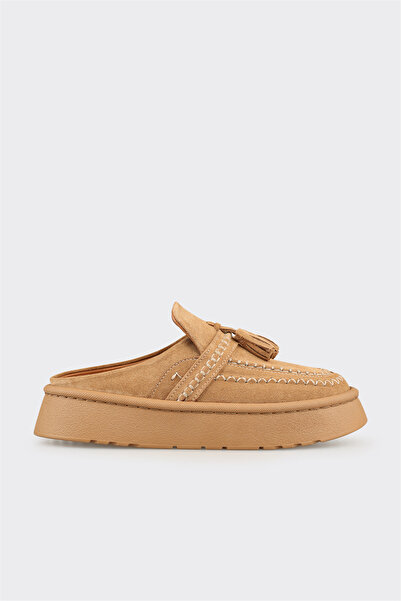 Elle Shoes Naturel Deri Kadın Terlik