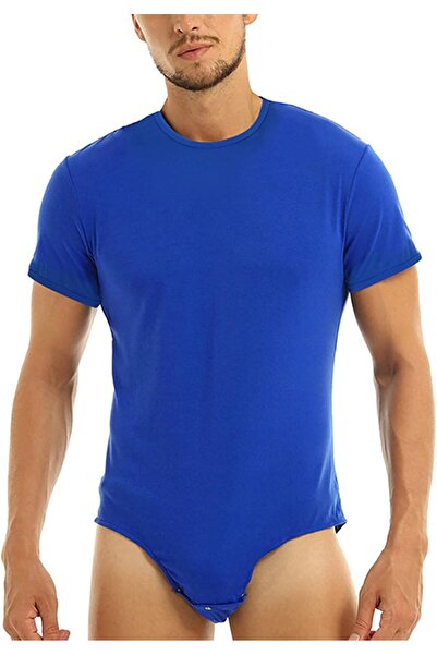AIEOE Men's Onesies Pajamas Overalls Short Summer Short Sleeve Round Neck T-s...