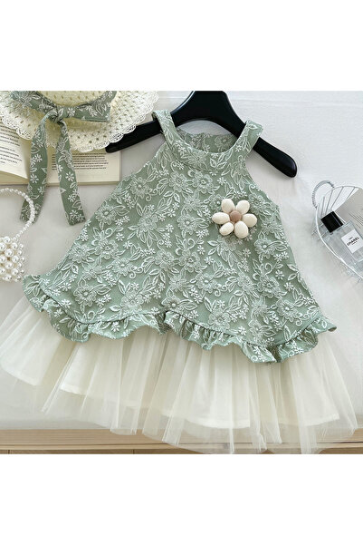 nannie Rochie verde din tul pentru fete Amalia - 3-4 ani