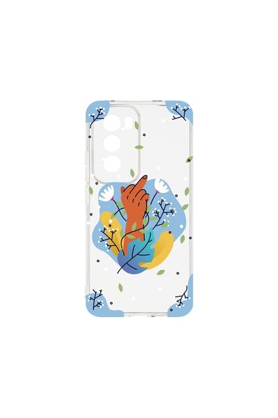 bestcase ¬Æ Husa Clear Silicon 2MM, Compatibila Cu OPPO Reno12 5G, Flowers FC...
