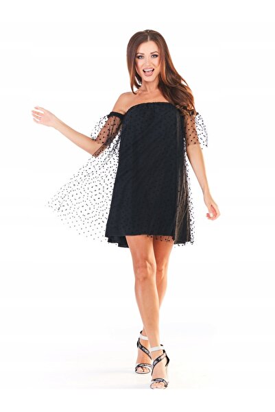Awama Dress A355, Awama, Polyester/ Elastane, Black, SM INTL