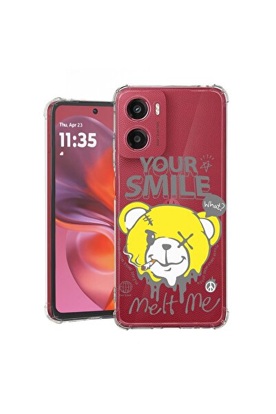 bestcase Съвместим калъф за Motorola Moto E15, Удароустойчив 1.5ММ, Мече: Усм...