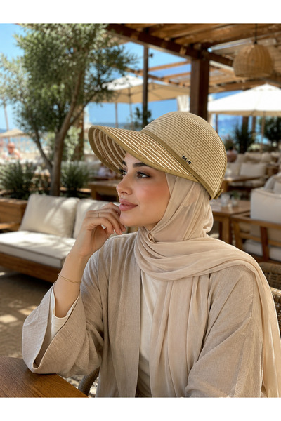 Butik Tesettüre Uygun Yarım Hasır Vizör Şapka Kadın Premium Yazlık Model