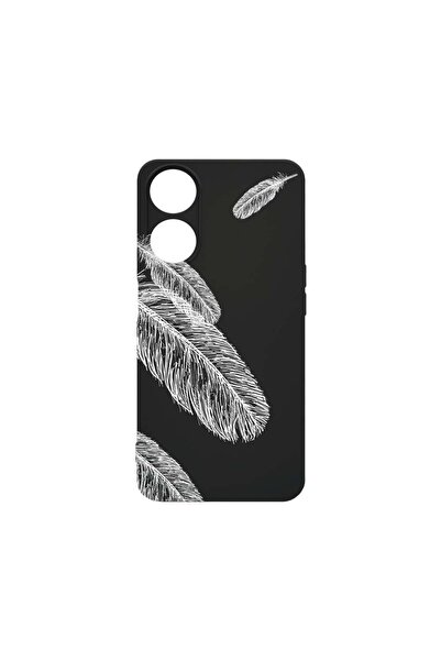 bestcase Θήκη από υγρή σιλικόνη Premium, Συμβατή με OPPO A98, Feathers BW, Λε...