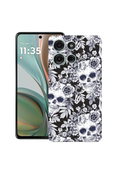 bestcase Θήκη για Motorola Moto G75, Σχέδιο Κρανίο Μαύρο και Λευκό, Λεπτή Σιλ...